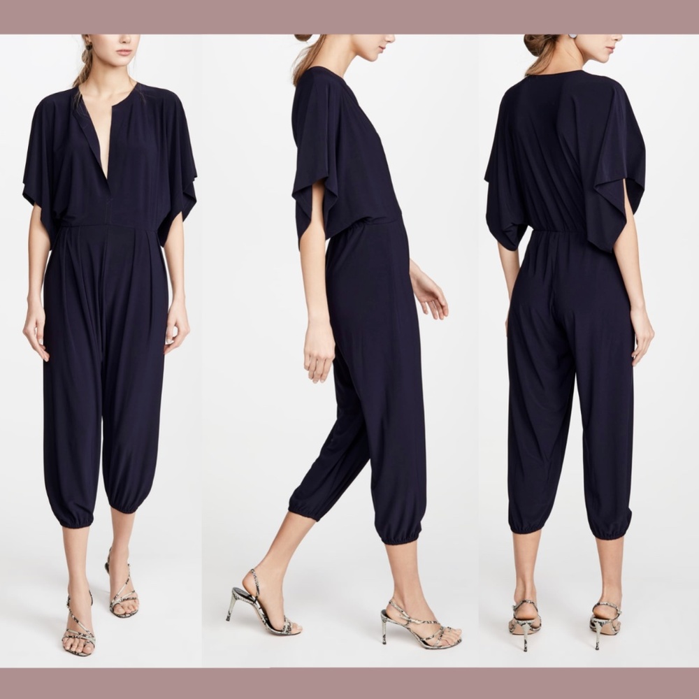 NWT $145 Norma Kamali [ XS ] Kulture Rectangle Jog‎ Jumpsuit Midnight Blue